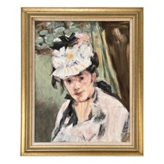 Mid-Century Portrait Gemälde Öl auf Leinwand nach Edouard Manet