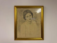 Studio di ritratto di giovane donna di metà secolo, firmato e datato Cosgrove '57