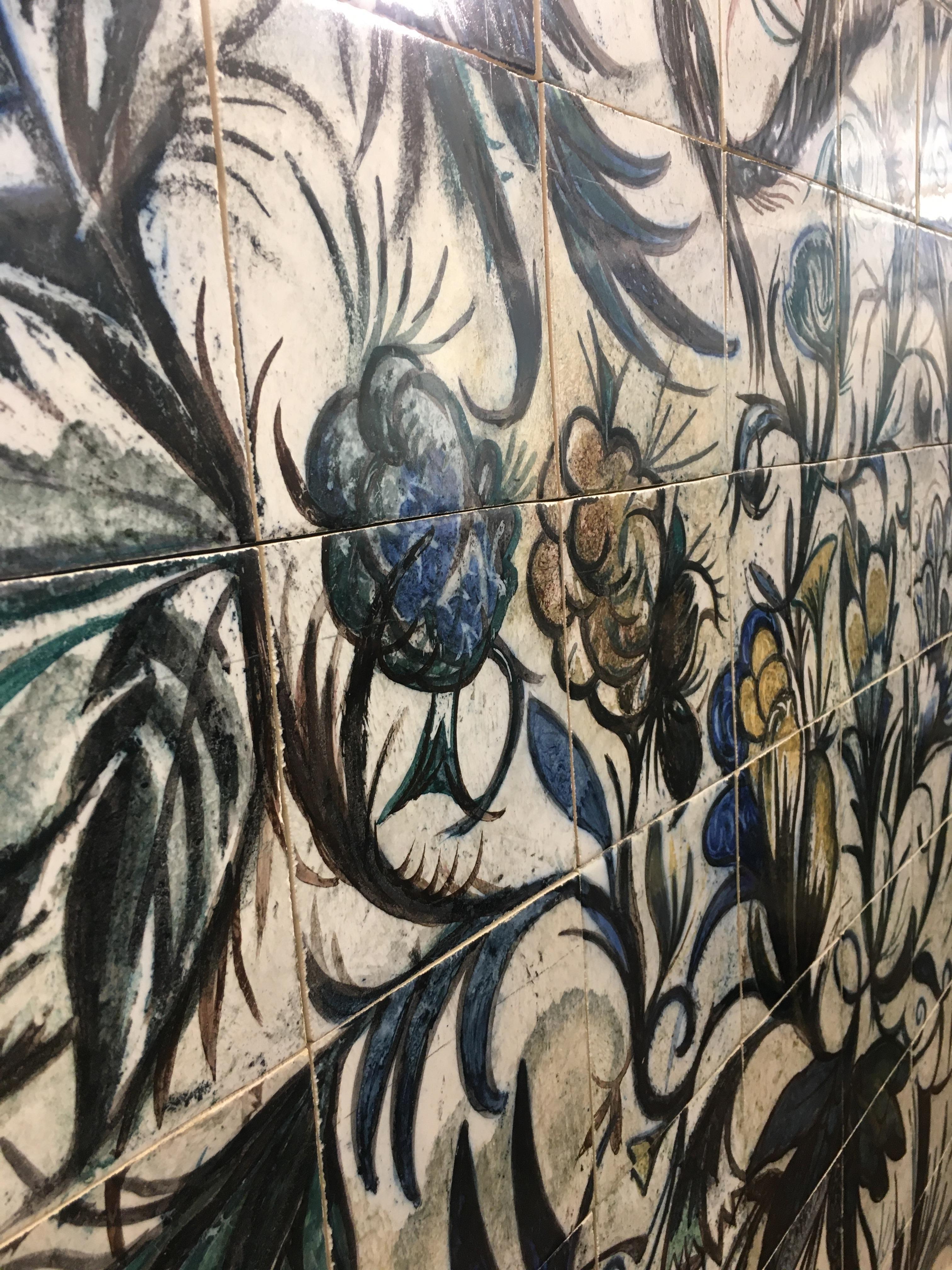 Mid Century Portuguese Azulejos Mural from Jorge Barradas in yellow and blue For Sale 3