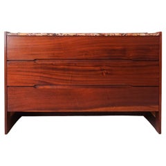 Mid-Century Portuguese Chest of Drawers with Marble Top, 1970's