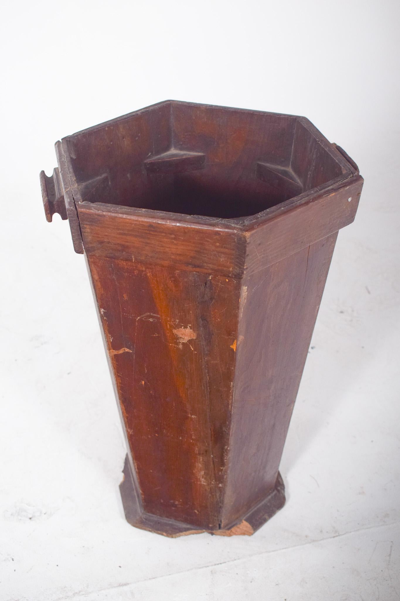20th Century Mid-Century Portuguese Hexagonal Trash Can For Sale