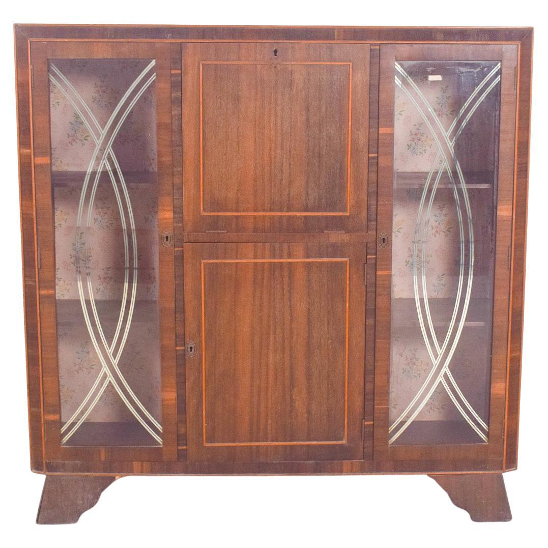 Portugiesischer Palisander-Vitrinenschrank aus der Mitte des Jahrhunderts im Angebot