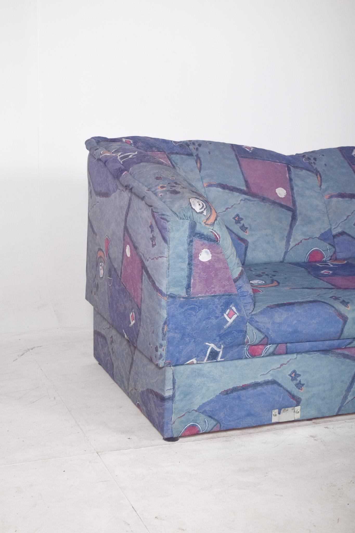 Mid-Century Modern Mid-Century Portuguese Upholstered Sofa from de 80s For Sale