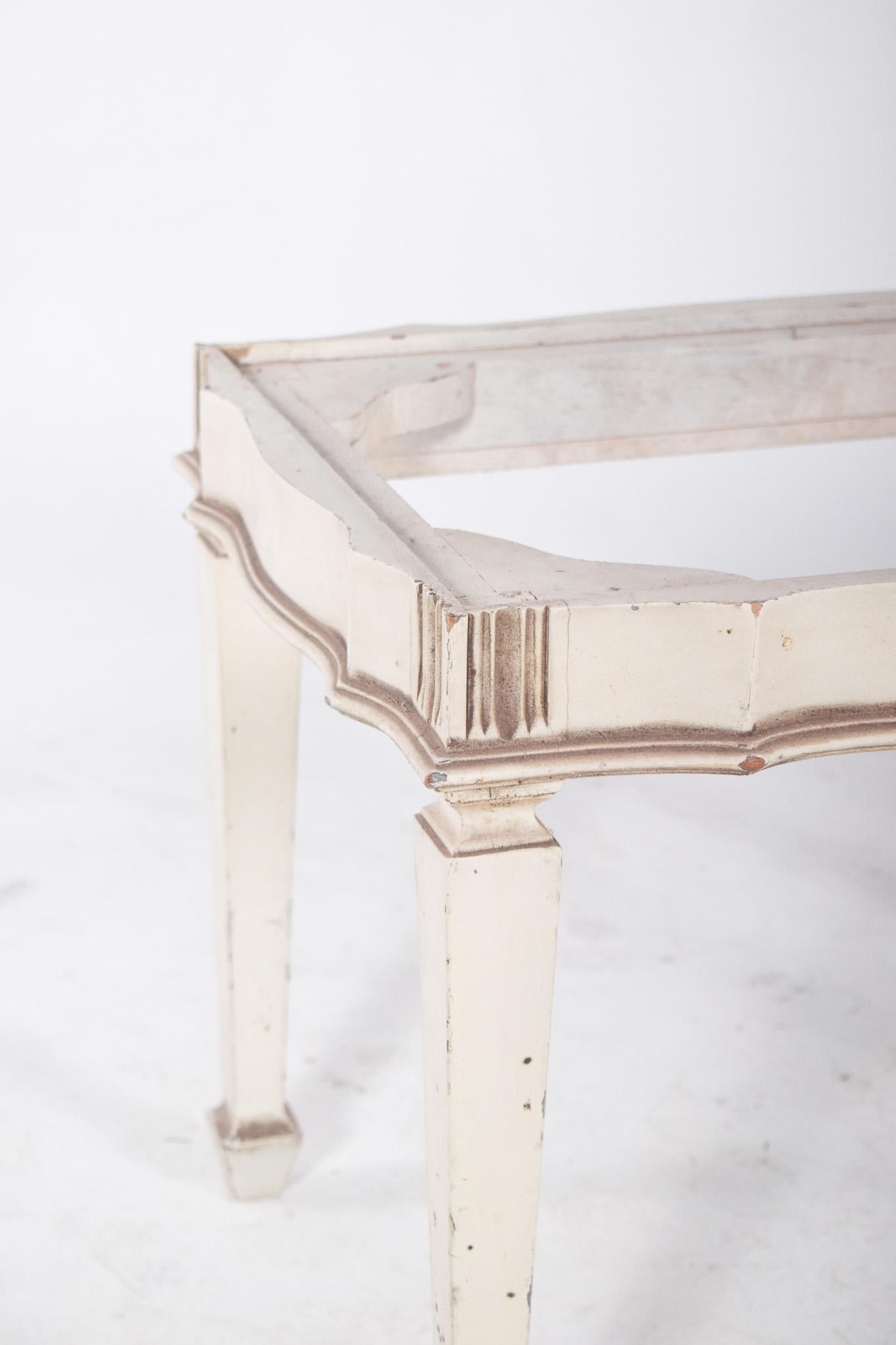 Wood Mid-Century Portuguese White Painted Coffee Table For Sale