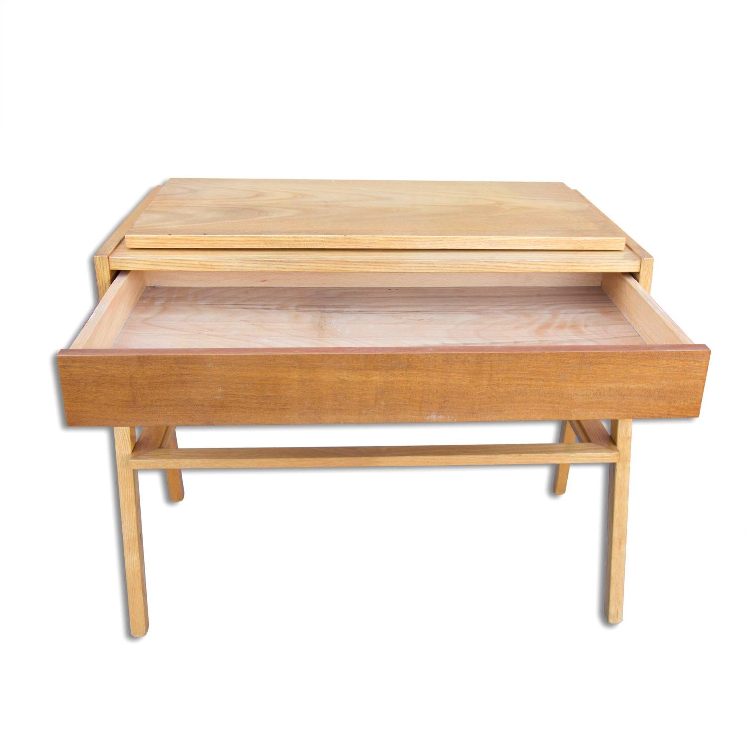 Ash Midcentury Positioning Side or TV Table, Czechoslovakia, 1960
