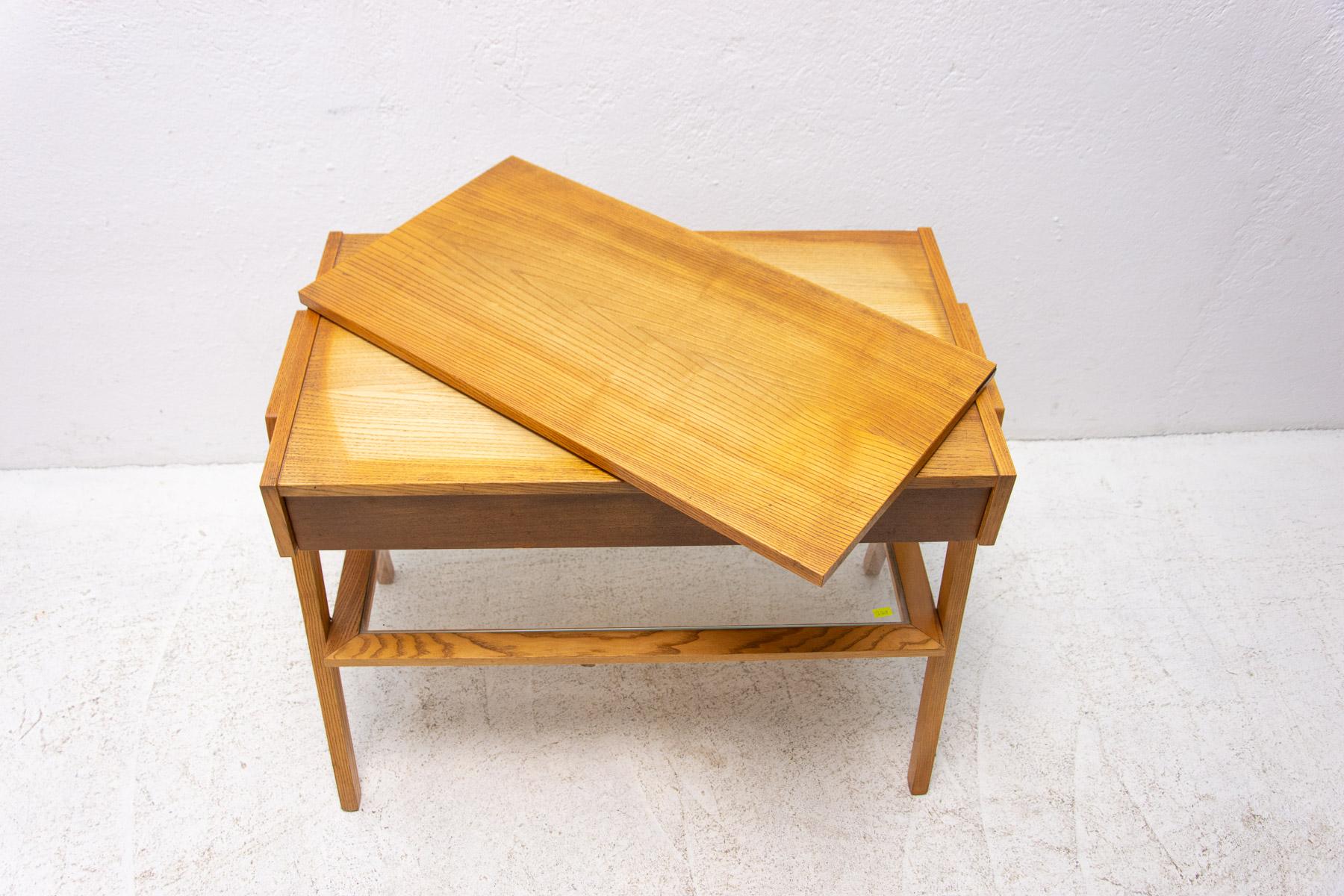 Glass Mid-Century Positioning Side or TV Table, Czechoslovakia, 1960's For Sale