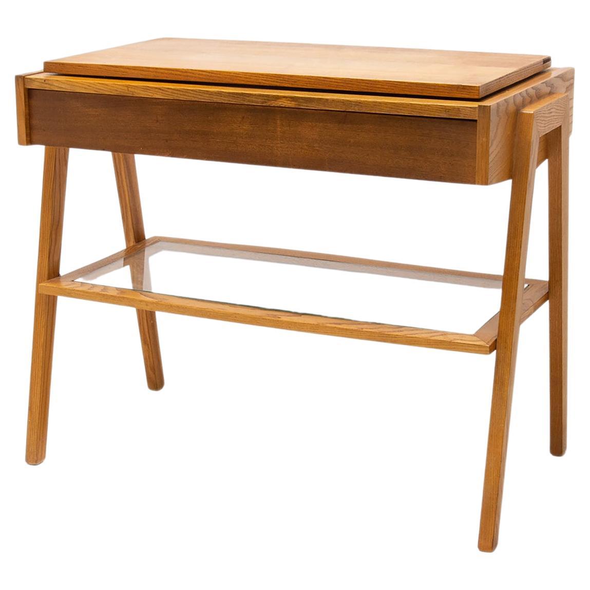 Mid-Century Positioning Side or TV Table, Czechoslovakia, 1960's For Sale