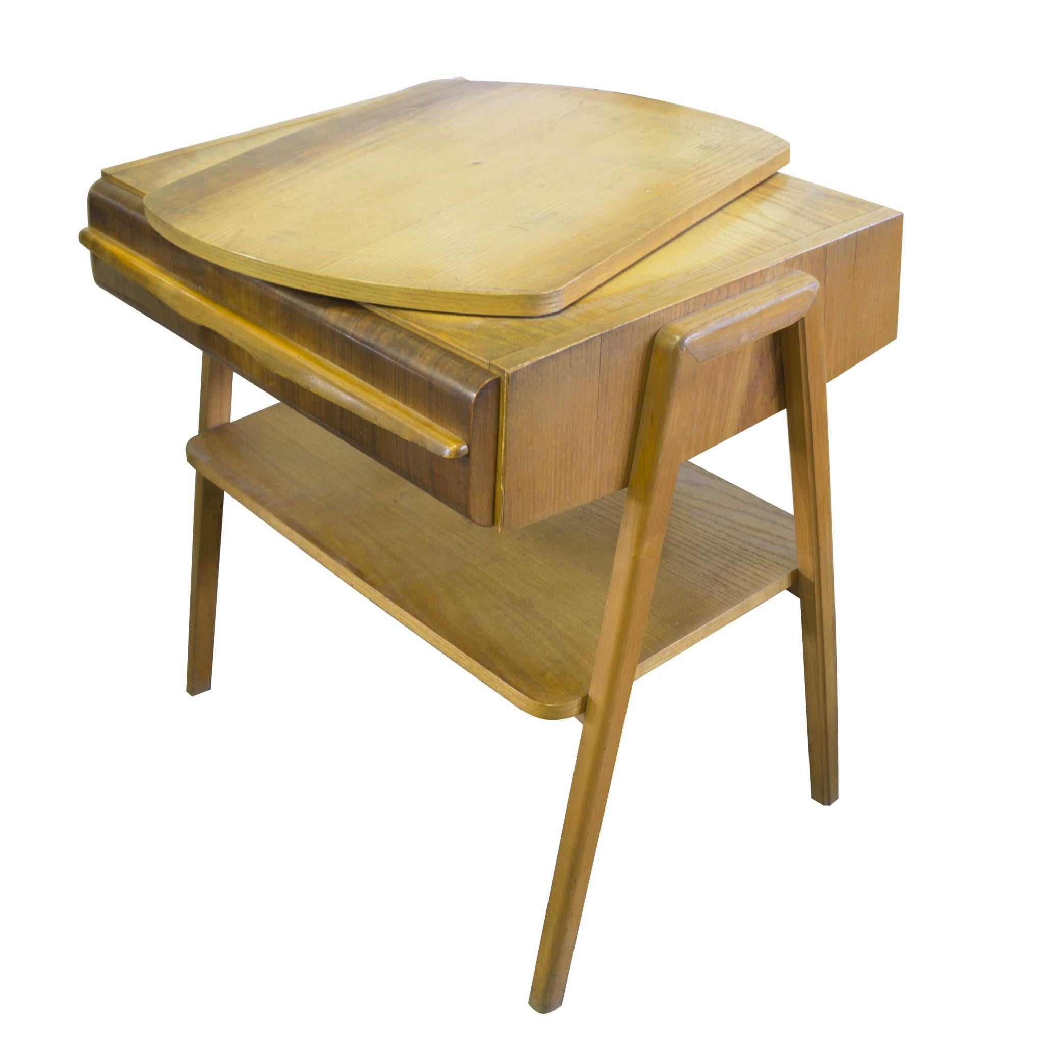 Midcentury Positioning Side Table, Czechoslovakia, 1960s In Good Condition For Sale In Prague 8, CZ