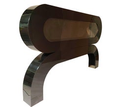 Testiera per acquario o vasca per pesci in acrilico nero e lucite del Midcentury Postmodern