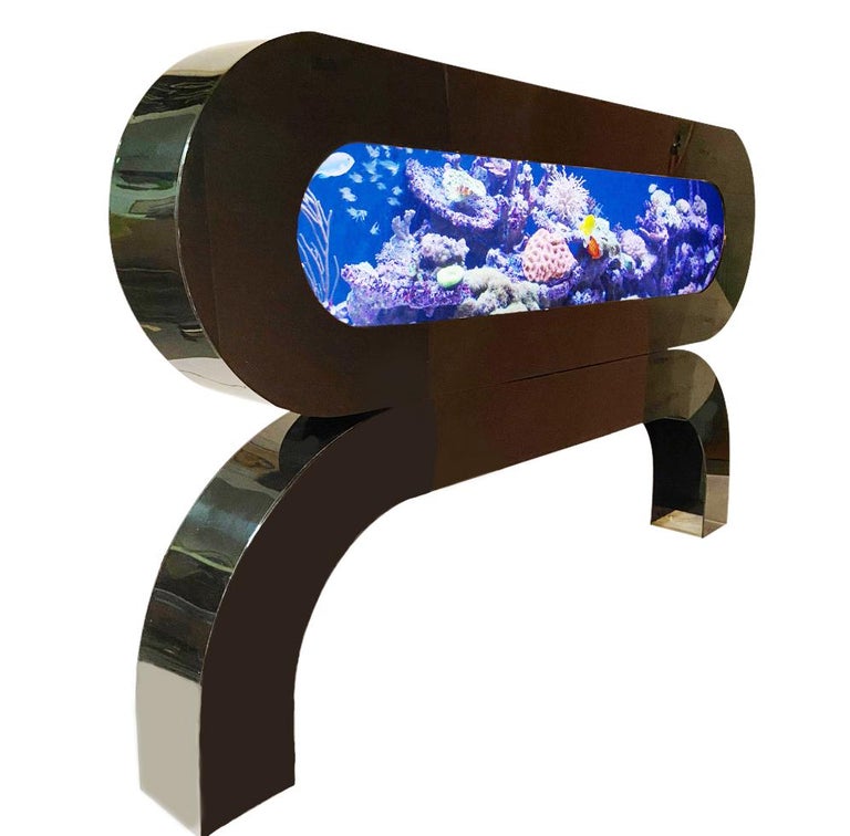 Midcentury Postmodern Black Acrylic / Lucite Aquarium or Fish Tank