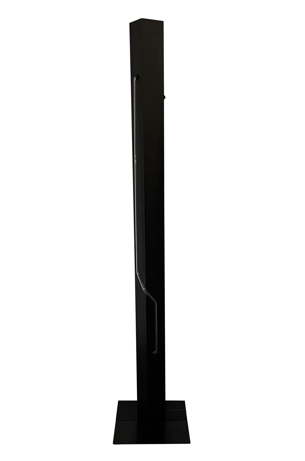 American Mid-Century Post Modern Black with Red Torchiere Neon Floor Lamp by Rudi Stern For Sale