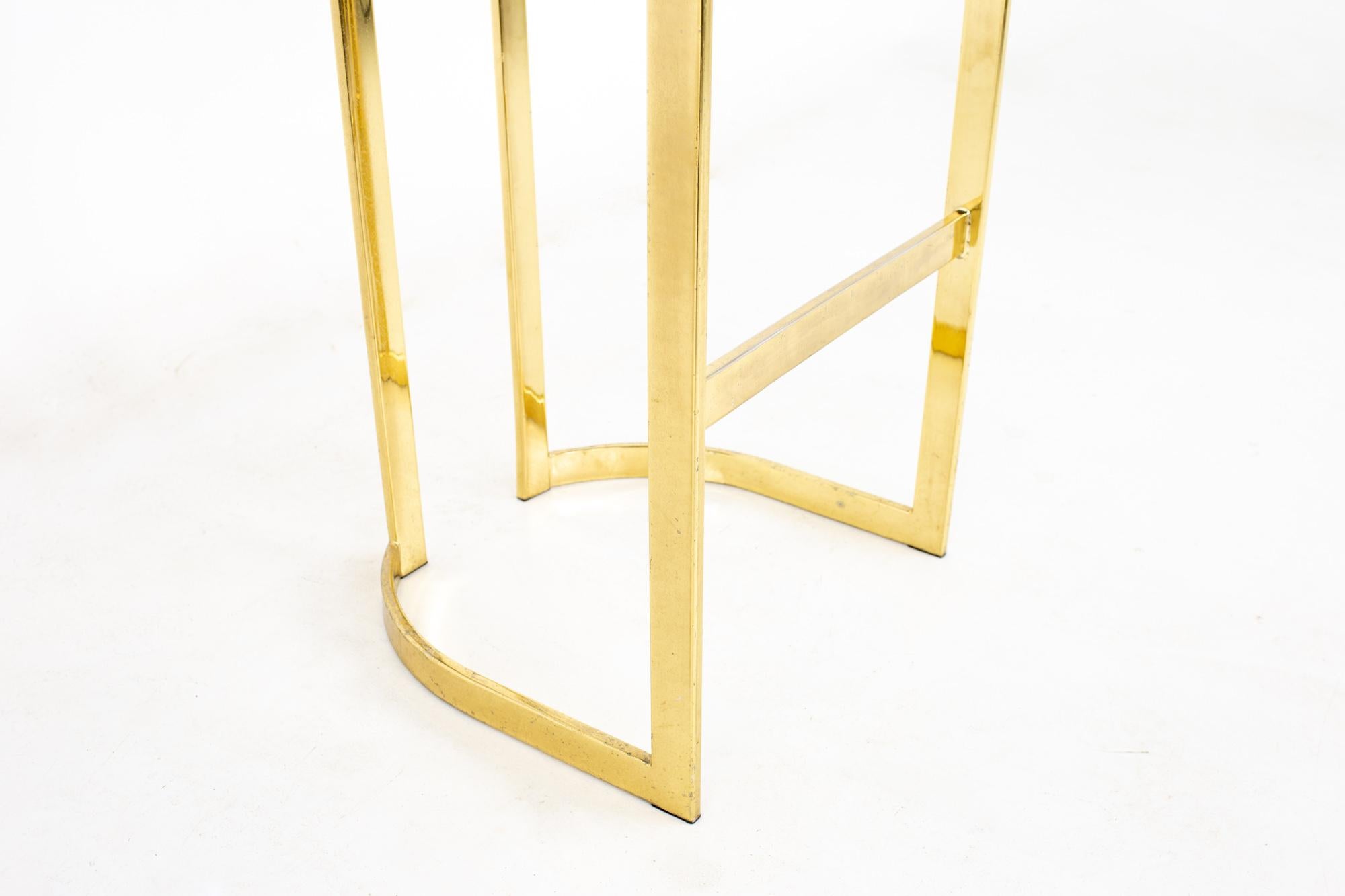 Mid Century Post Modern Brass Bar Stools, Set of 3 5