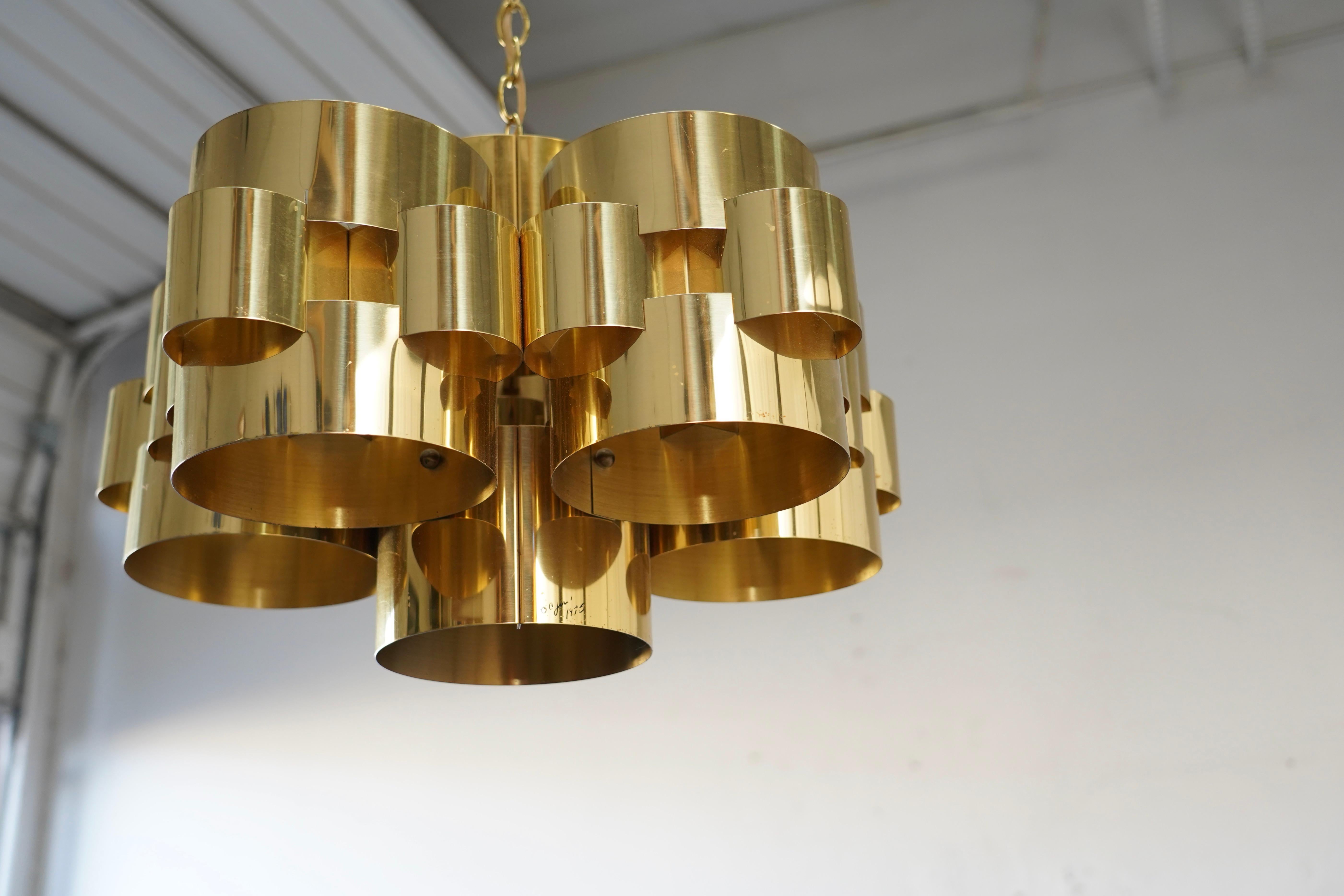 Mid-Century Post / Modern Brass Cloud Large Chandelier by C. Jere, Signed For Sale 1