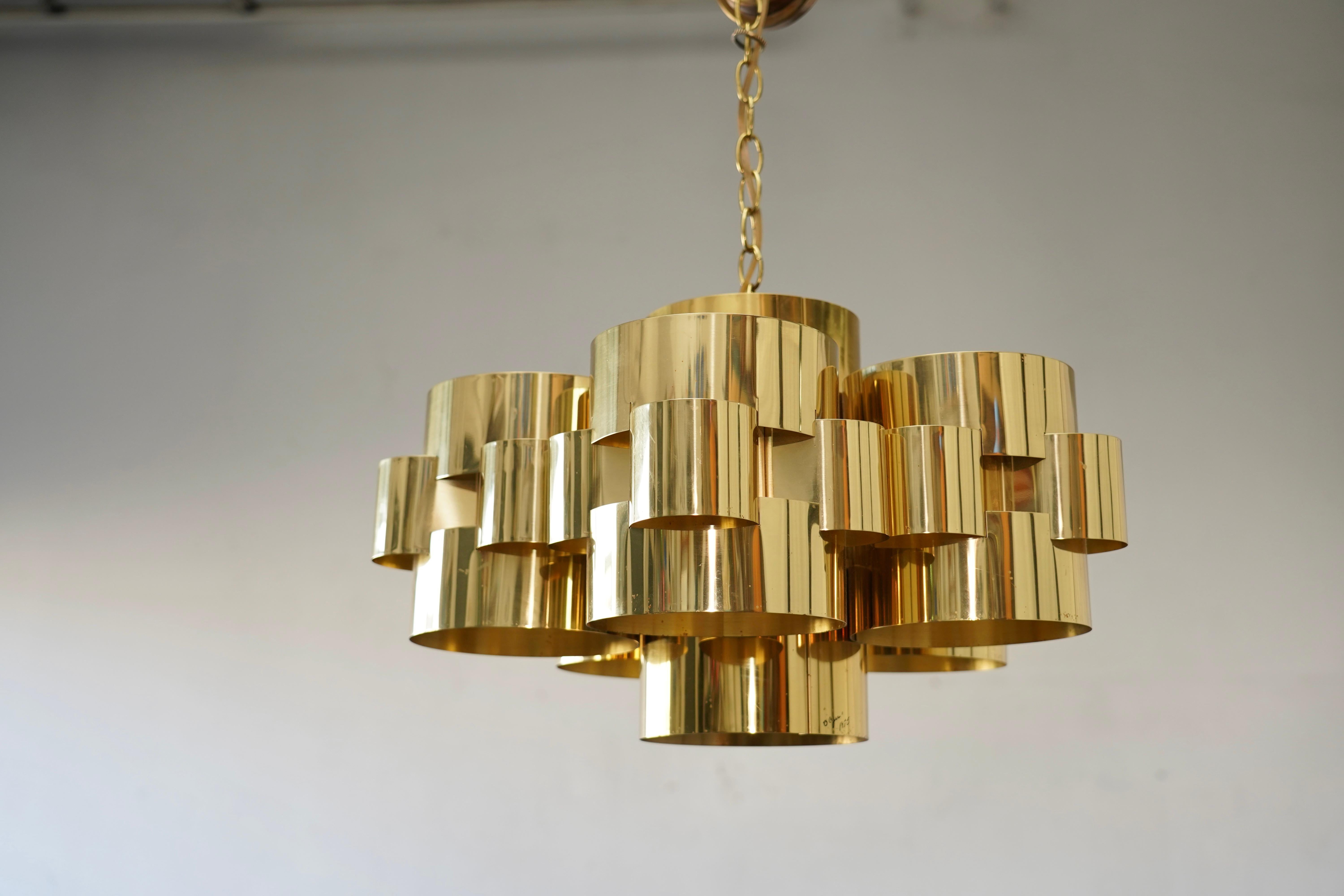 Mid-Century Post / Modern Brass Cloud Large Chandelier by C. Jere, Signed For Sale 2