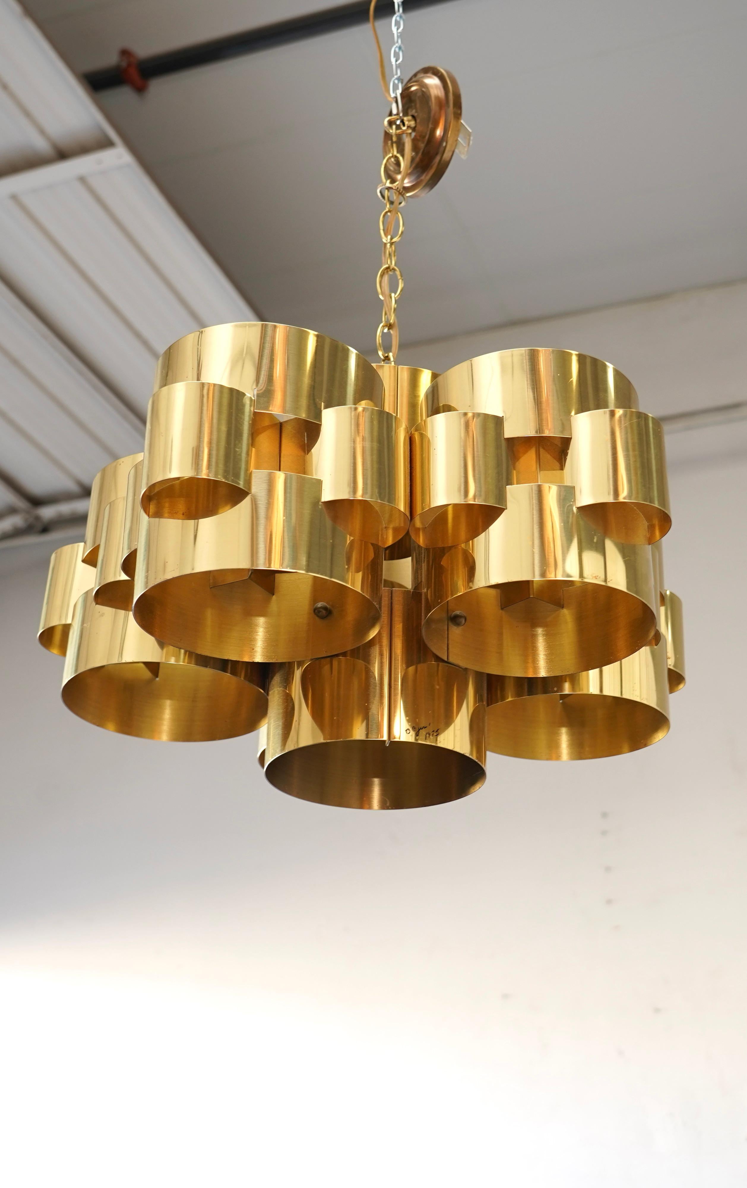 Mid-Century Post / Modern Brass Cloud Large Chandelier by C. Jere, Signed For Sale 3
