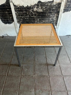 Mid century post modern chrome cane glass dining table by DIA