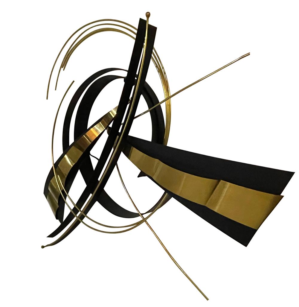 Post-Modern Mid Century Post Modern Curtis Jere Abstract Wall Sculpture in Black & Brass