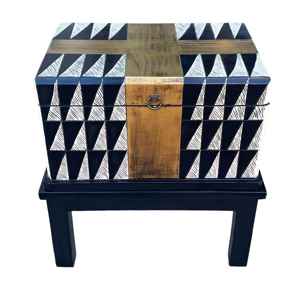 Wood Mid-Century Post Modern End Table or Small Decorative Trunk by Maitland Smith