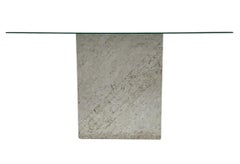 Mid-Century Post Modern Faux Coral or Rock Console Table in Beige with Glass Top