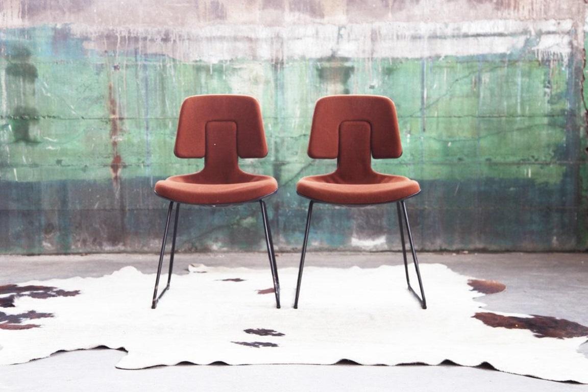 Mid-Century Modern Midcentury Post Modern Herman Miller Brown Wool Eames Dining Chair, 1970s For Sale