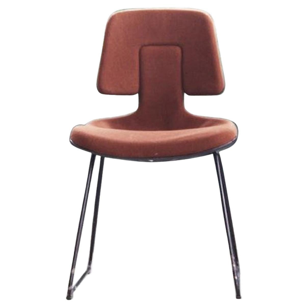 Midcentury Post Modern Herman Miller Brown Wool Eames Dining Chair, 1970s For Sale