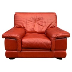 Mid Century Post Modern Italian Red Leather lounge chair by Roche Bobois 