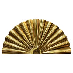 Mid-Century Post Modern Large Wall Sculpture in Brass Fan Form by Curtis Jere