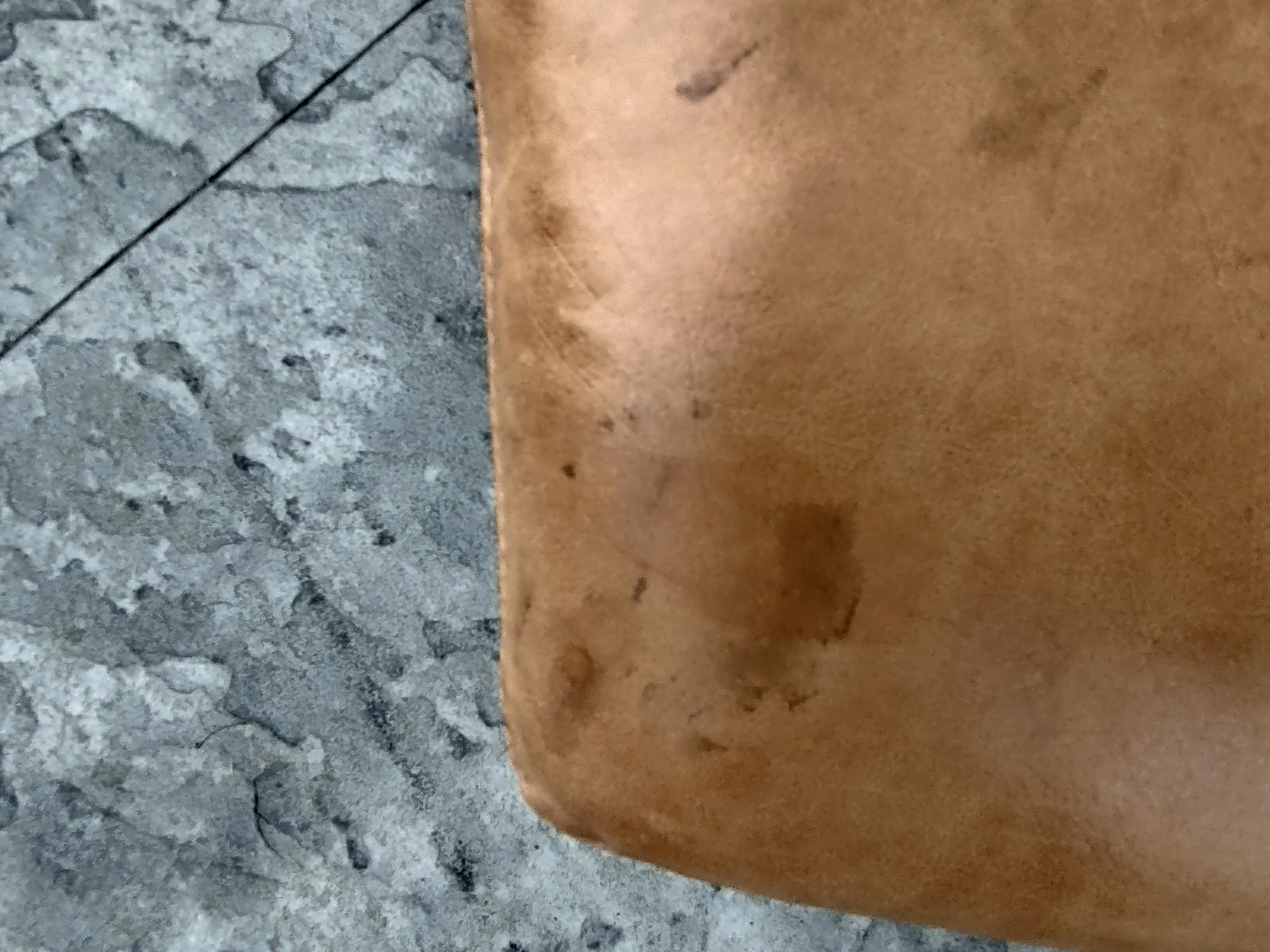 Mid Century Post Modern Leather Lounge Chair & Ottoman Style of Van Den Berg 3