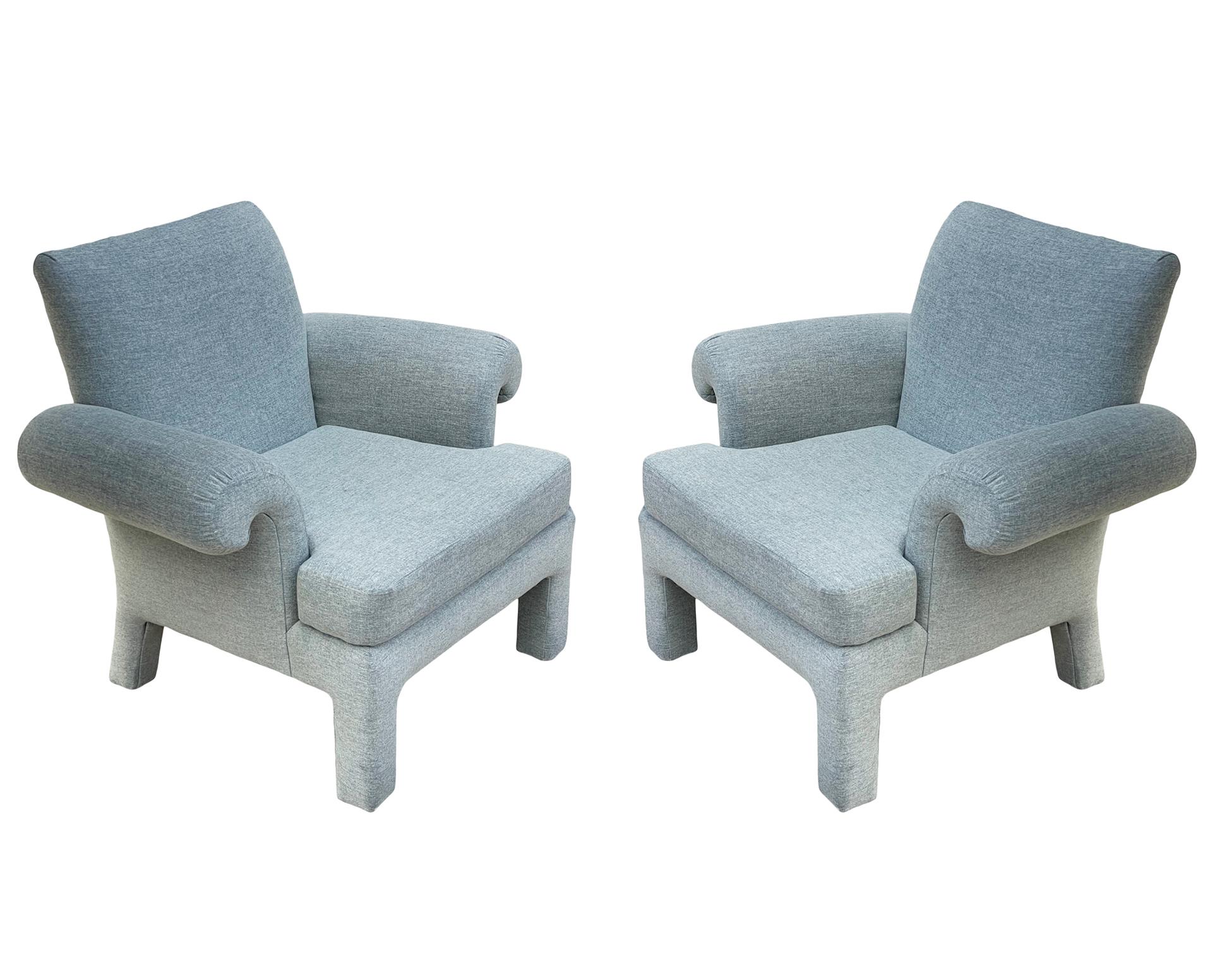 Mid Century Post Modern Lounge Chairs by Donghia for Kroehler After Parsons For Sale 4