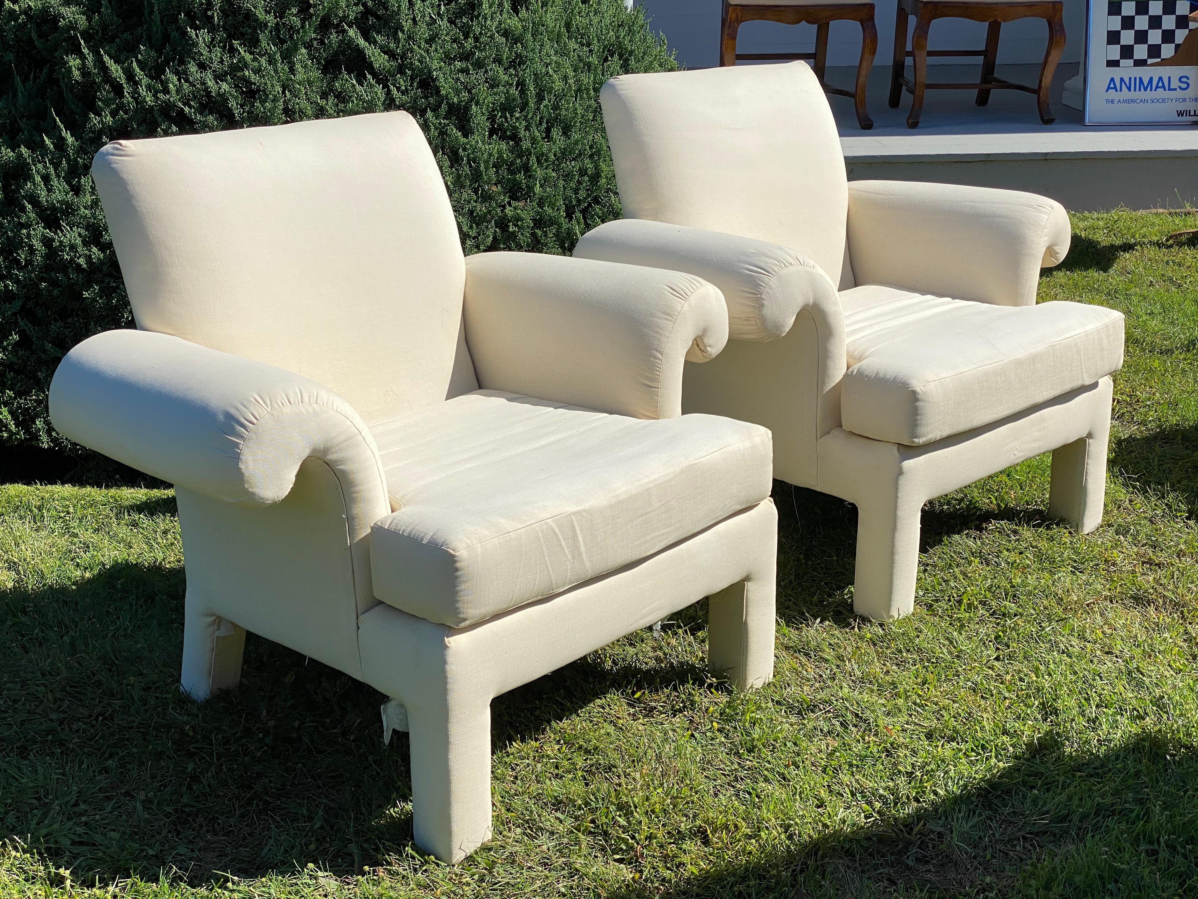 American Mid Century Post Modern Lounge Chairs by Donghia for Kroehler After Parsons For Sale