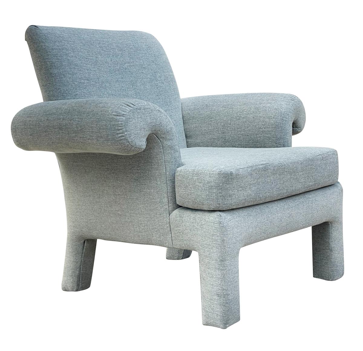 Fabric Mid Century Post Modern Lounge Chairs by Donghia for Kroehler After Parsons For Sale