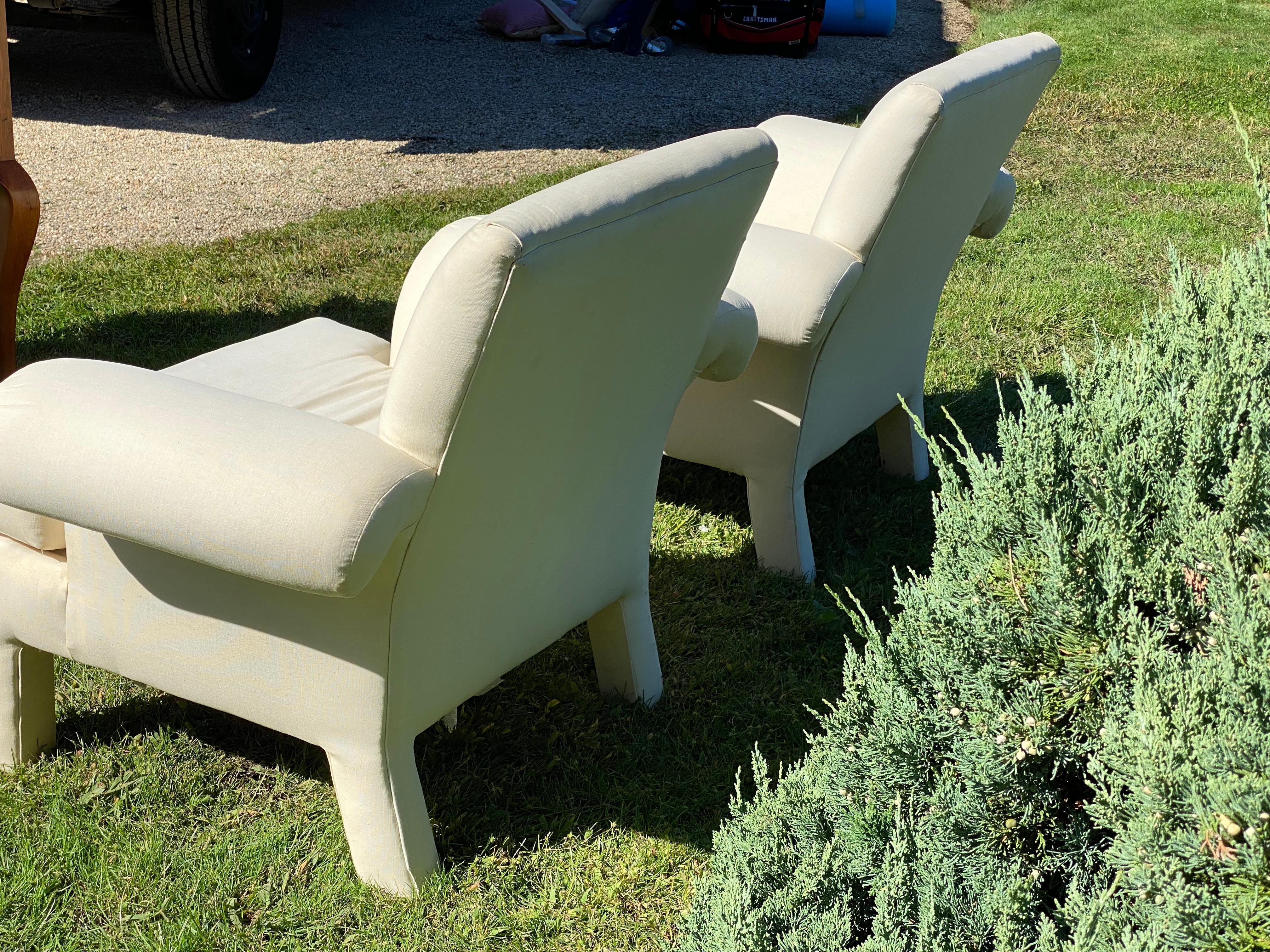 Mid Century Post Modern Lounge Chairs by Donghia for Kroehler After Parsons For Sale 1