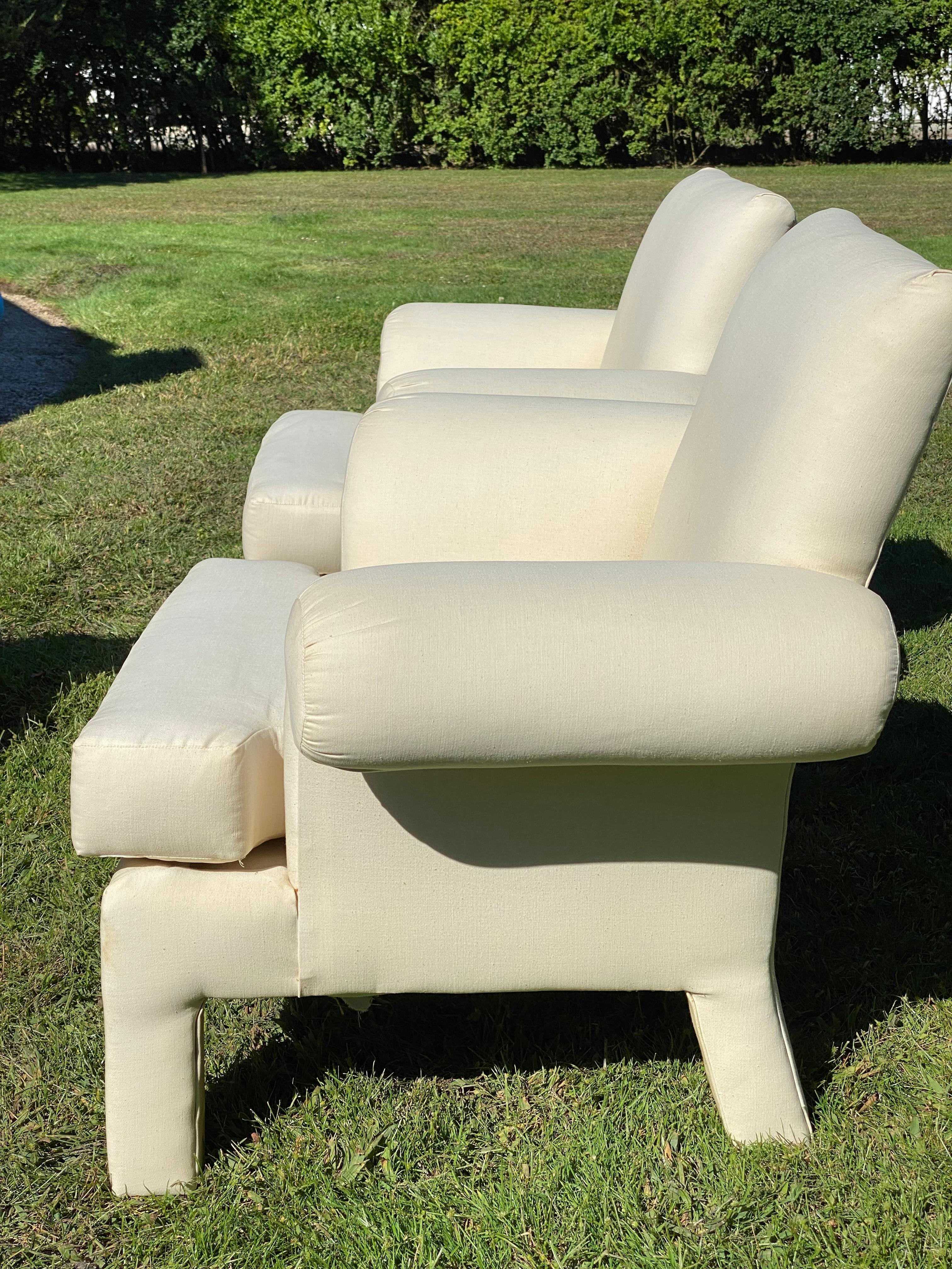 Mid Century Post Modern Lounge Chairs by Donghia for Kroehler After Parsons For Sale 2