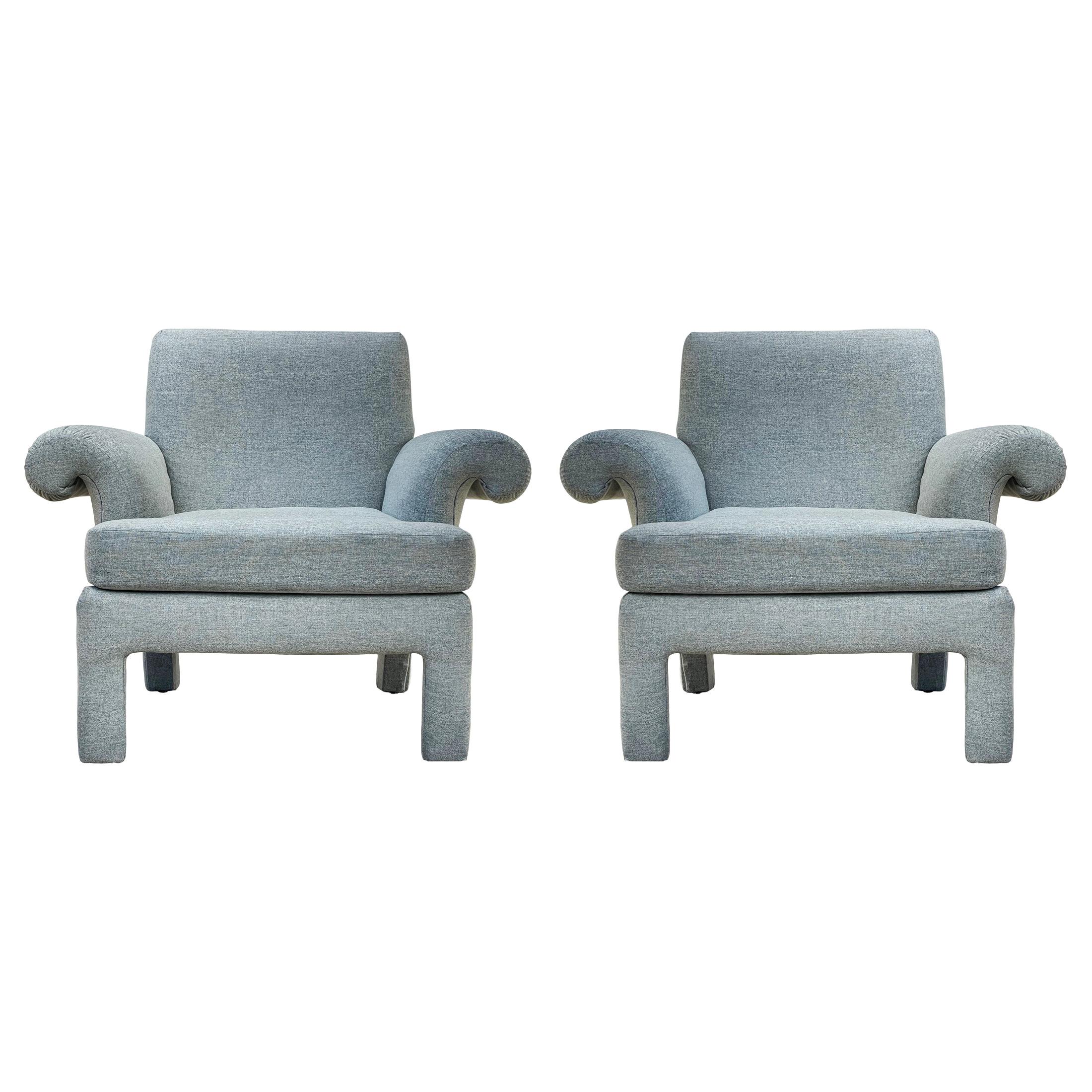 Mid Century Post Modern Lounge Chairs by Donghia for Kroehler After Parsons
