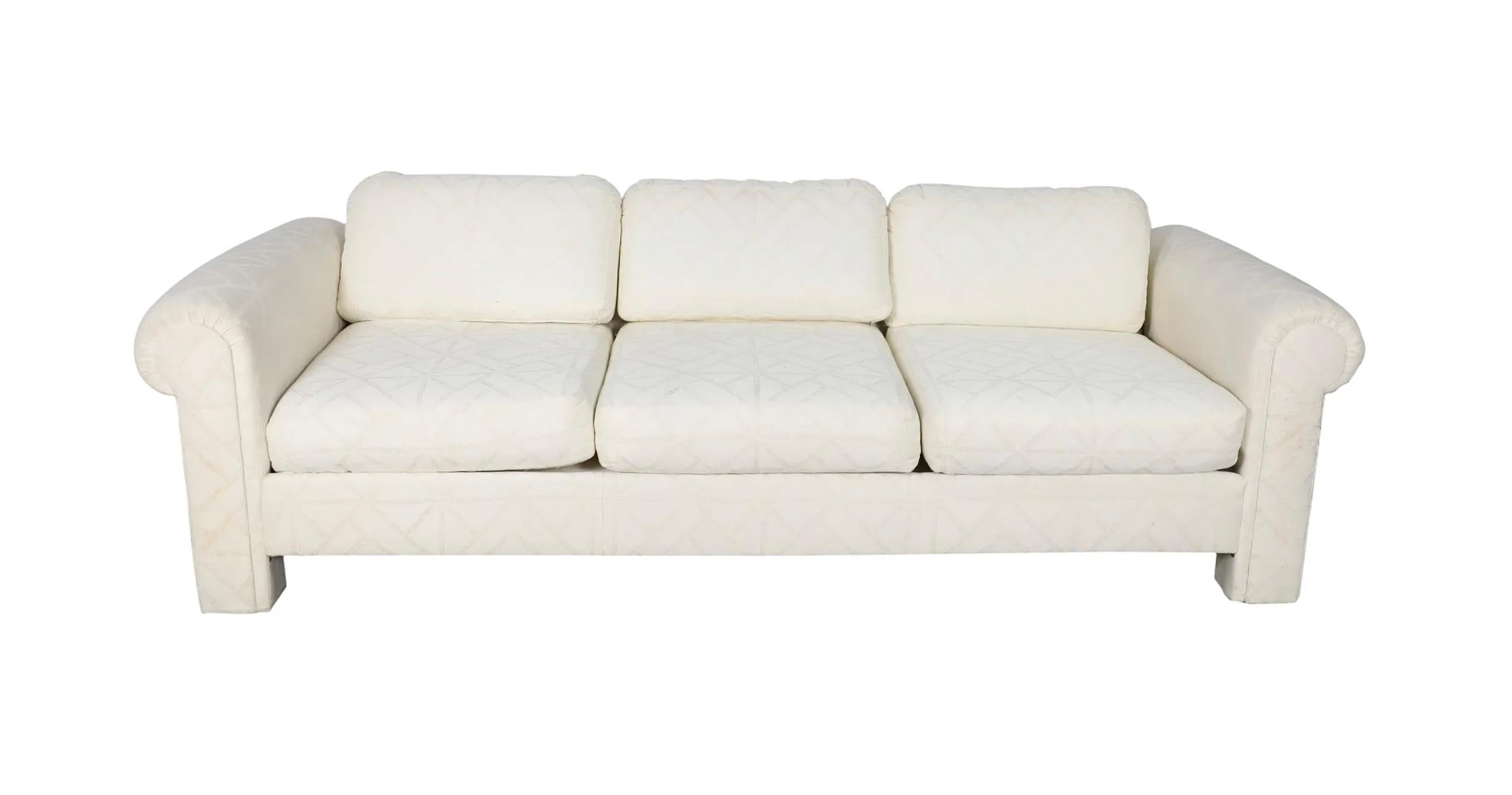Postmodernes Parsons Weißes 3-Sitz-Sofa Thayer Coggin aus der Mitte des Jahrhunderts im Zustand „Gut“ im Angebot in Brooklyn, NY