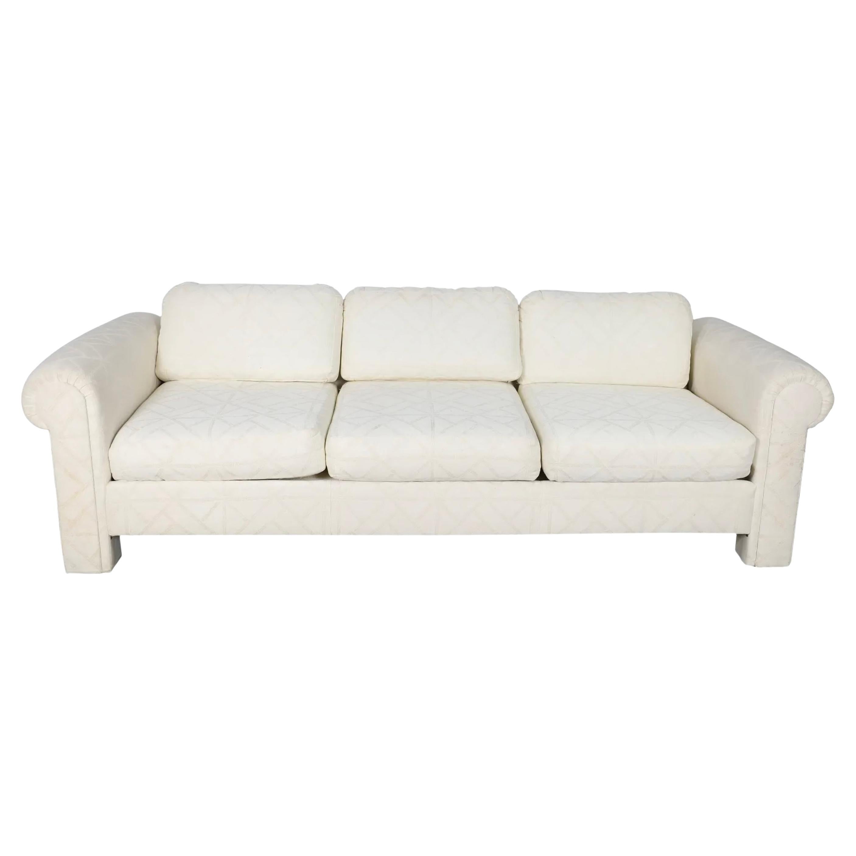 Mid-Century Post Modern Parsons White 3 Seat Sofa Thayer Coggin