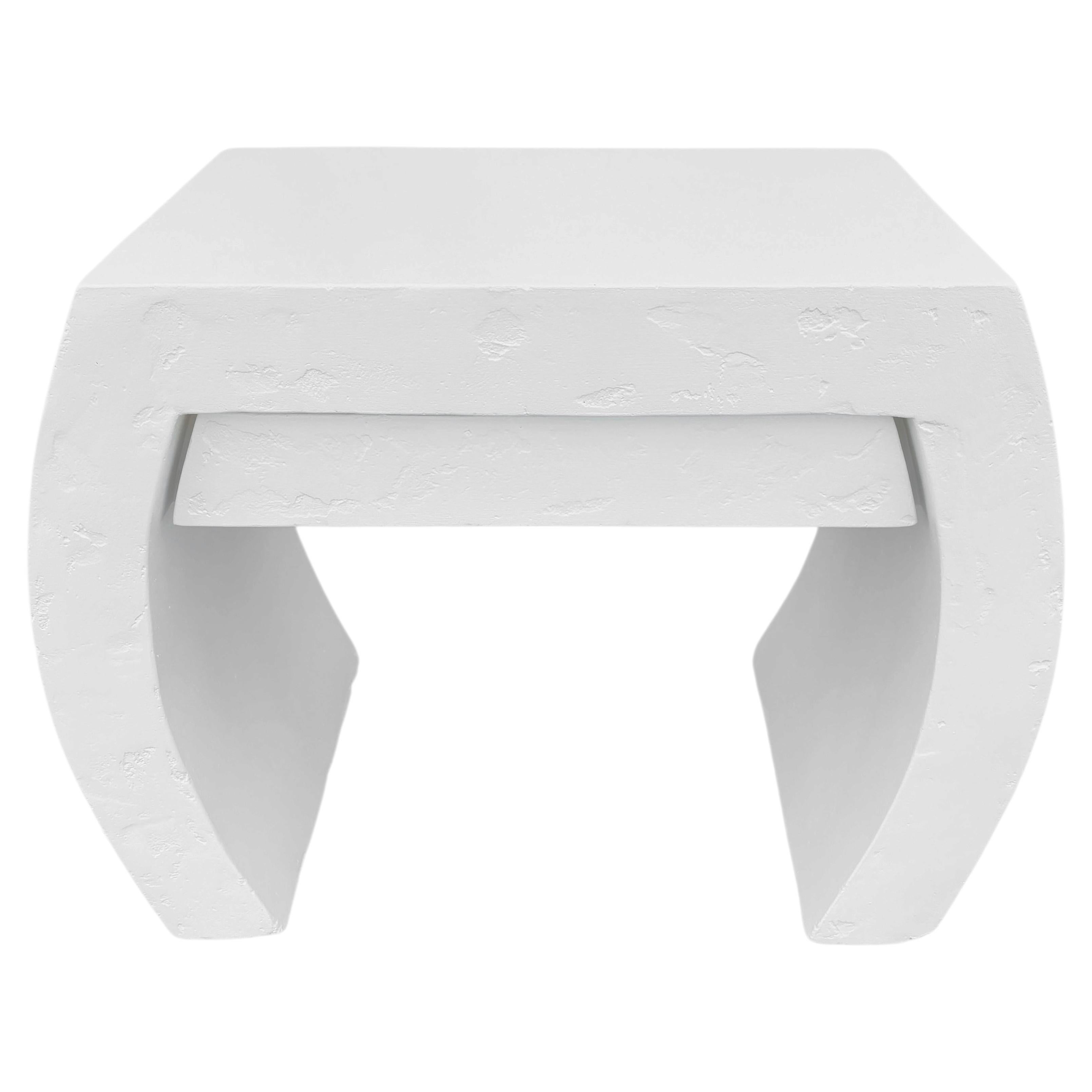 Mid-Century Post Modern Side or Bedside Table with Plaster Finish For Sale