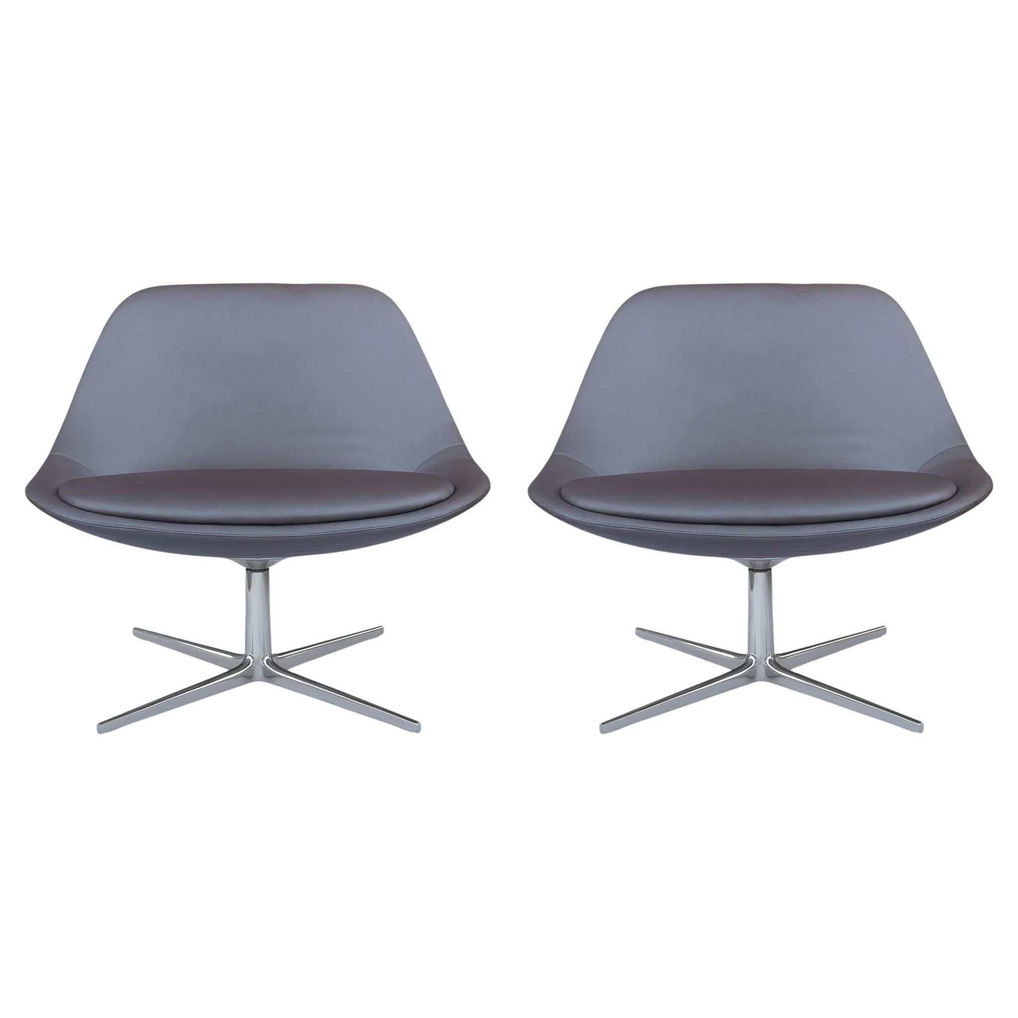 Mid Century Post Modern Swivel Lounge Chairs or Slipper Chairs by Bernhardt
