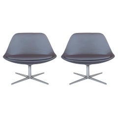 Mid Century Post Modern Swivel Lounge Chairs or Slipper Chairs by Bernhardt