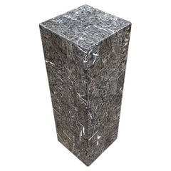 Mid Century Post Modern Tessellated Stone Marble Pedestal in Gray, Black & White