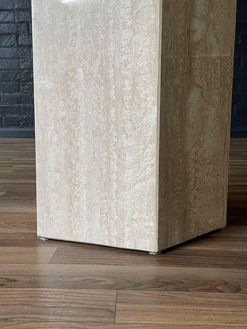 Mid-Century Post Modern Travertine Stone & Brass Dining Table by Artedi 4