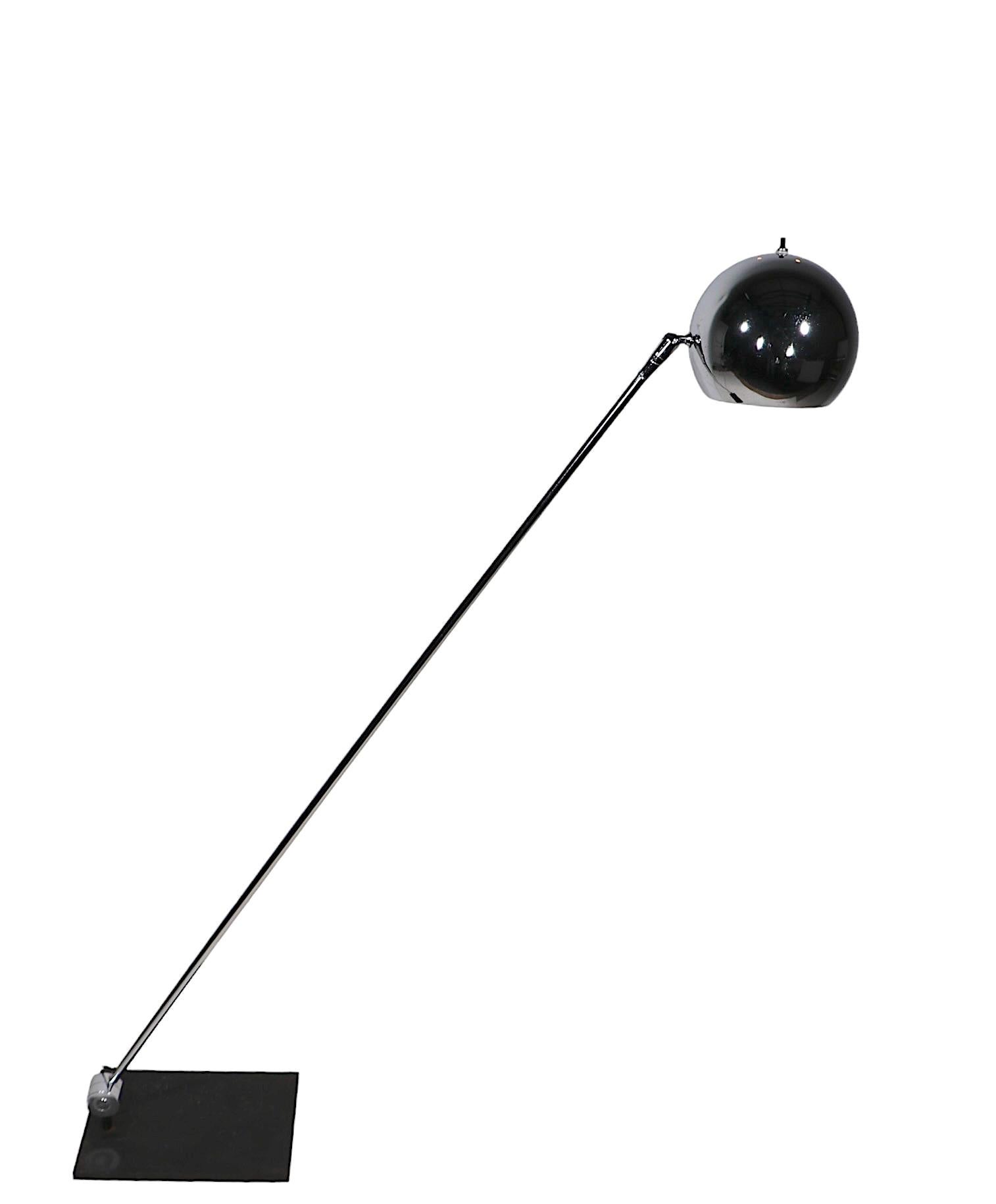 American Mid Century Postmodern Adjustable Chrome  Eyeball Lamp by  Sonneman c. 1970's