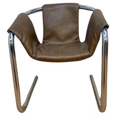 Mid Century Postmodern Chrome Vecta Zermatt Sling Lounge Chair by Vecta Group