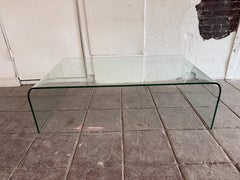Mid century Postmodern glass waterfall coffee table