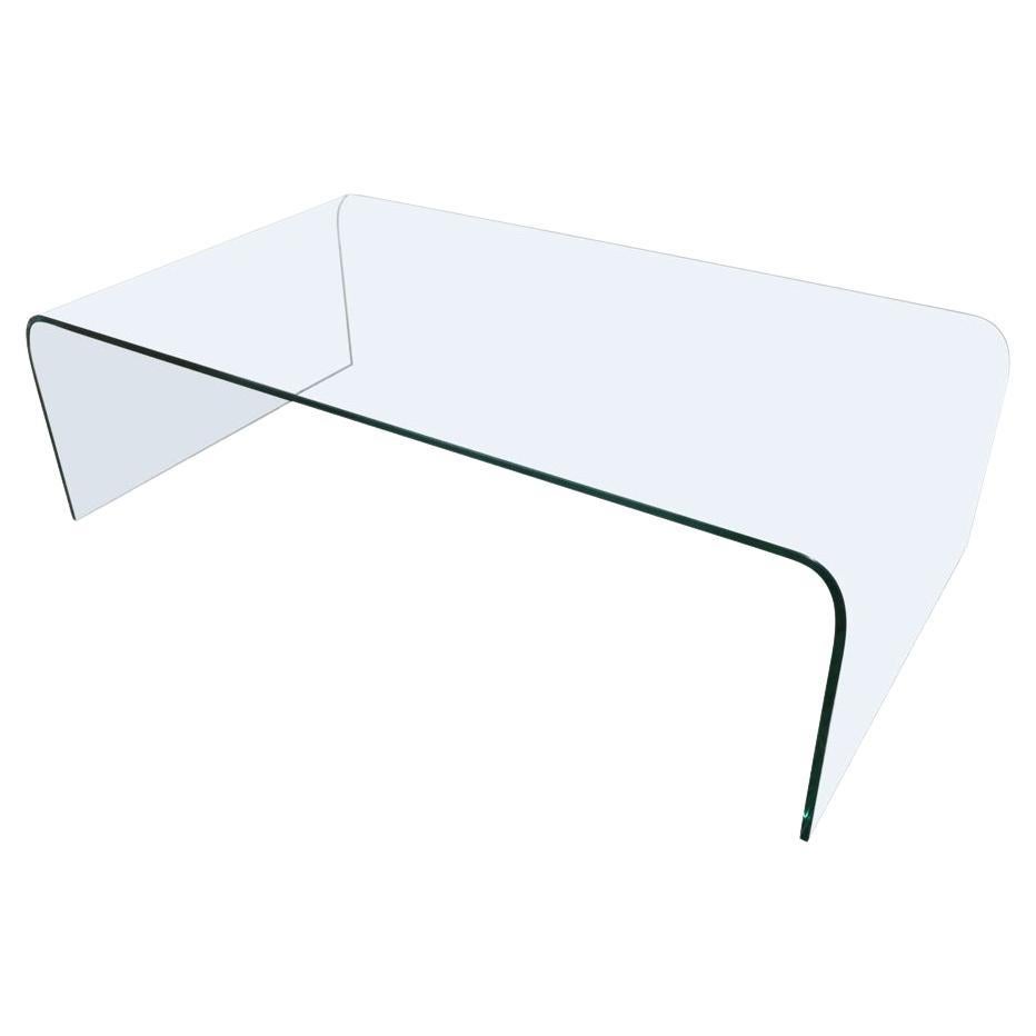 Mid century Postmodern glass waterfall coffee table For Sale