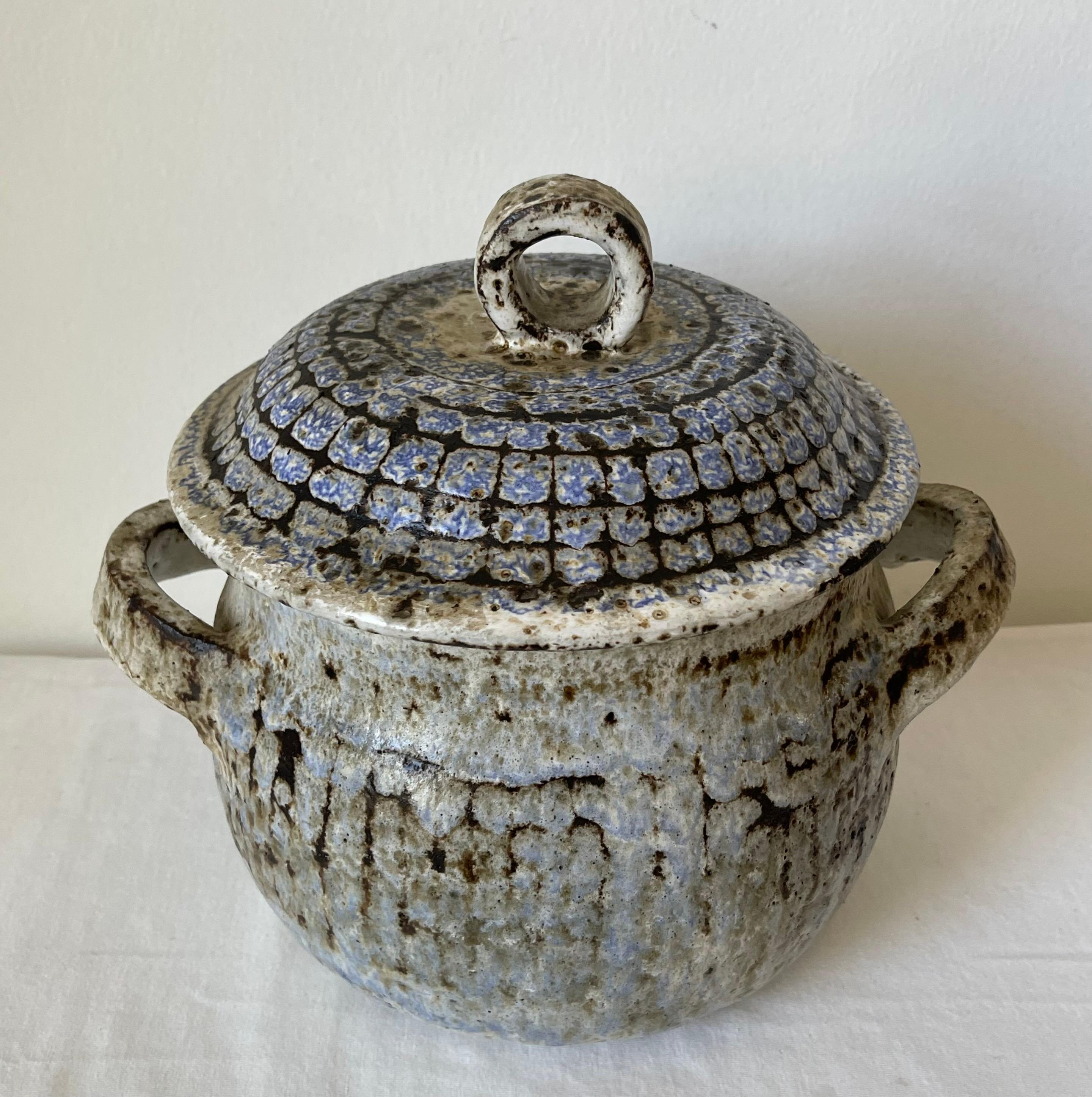 Hand-Crafted Mid Century Pot Ceramic Vallauris Signed Thiry For Sale