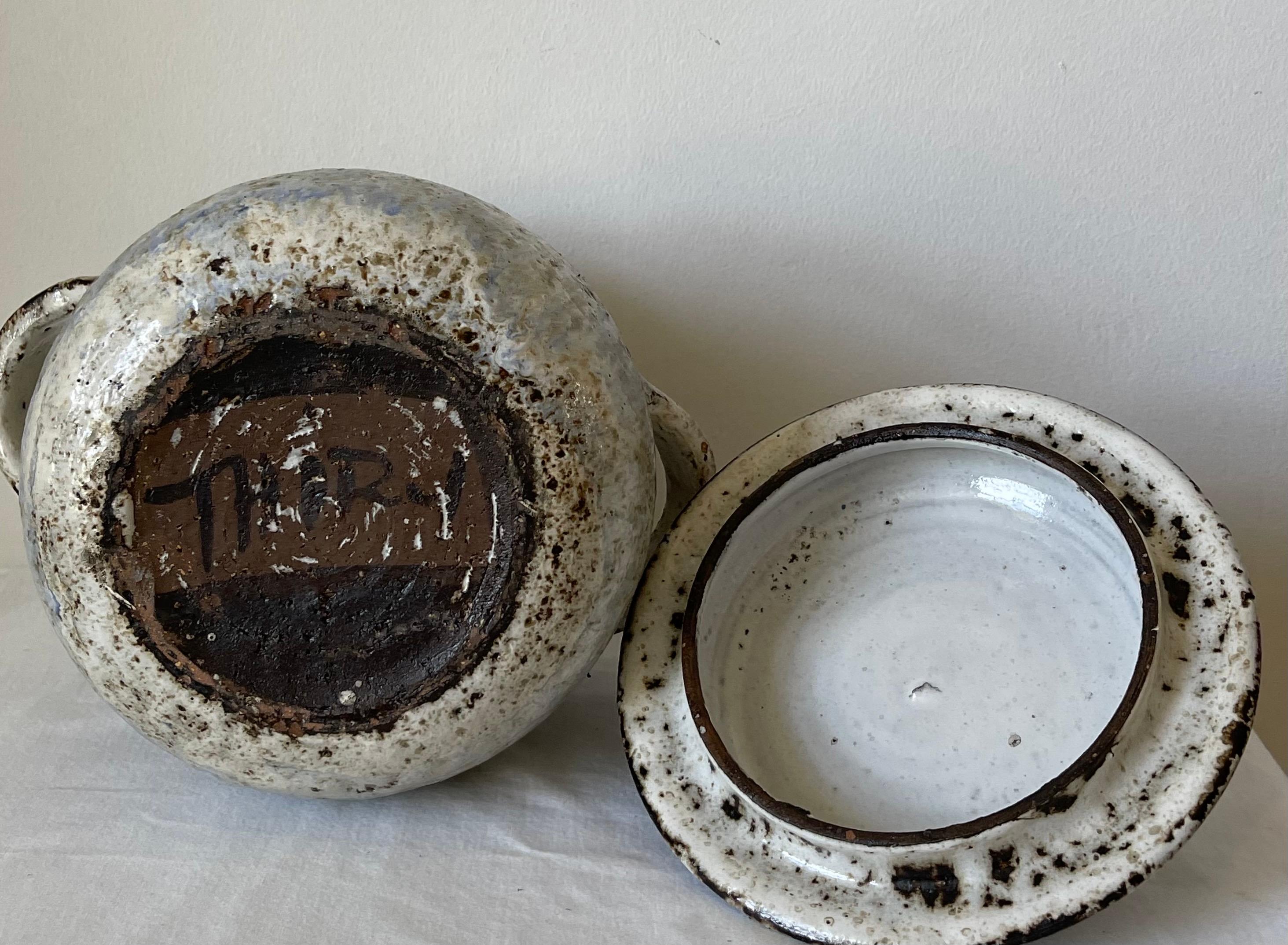 Mid Century Pot Ceramic Vallauris Signed Thiry For Sale 1