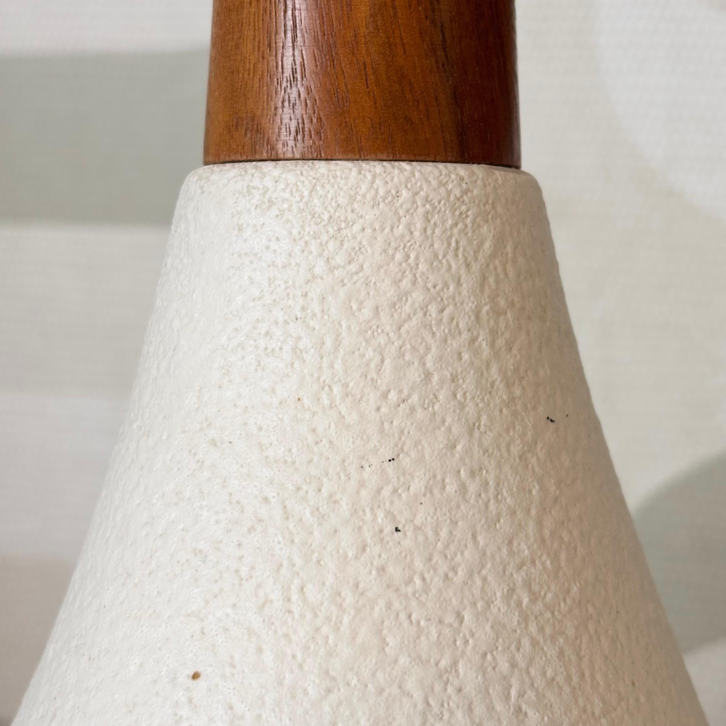 Mid Century Pottery and Wood Table Lamps - Set of 2 For Sale 5