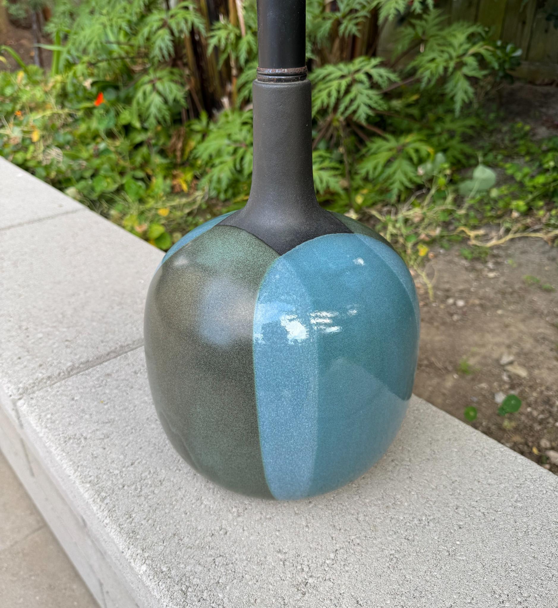 Mid-Century Modern Mid Century Pottery Craft USA Flame Glaze Ceramic Lamp, c.1970 For Sale