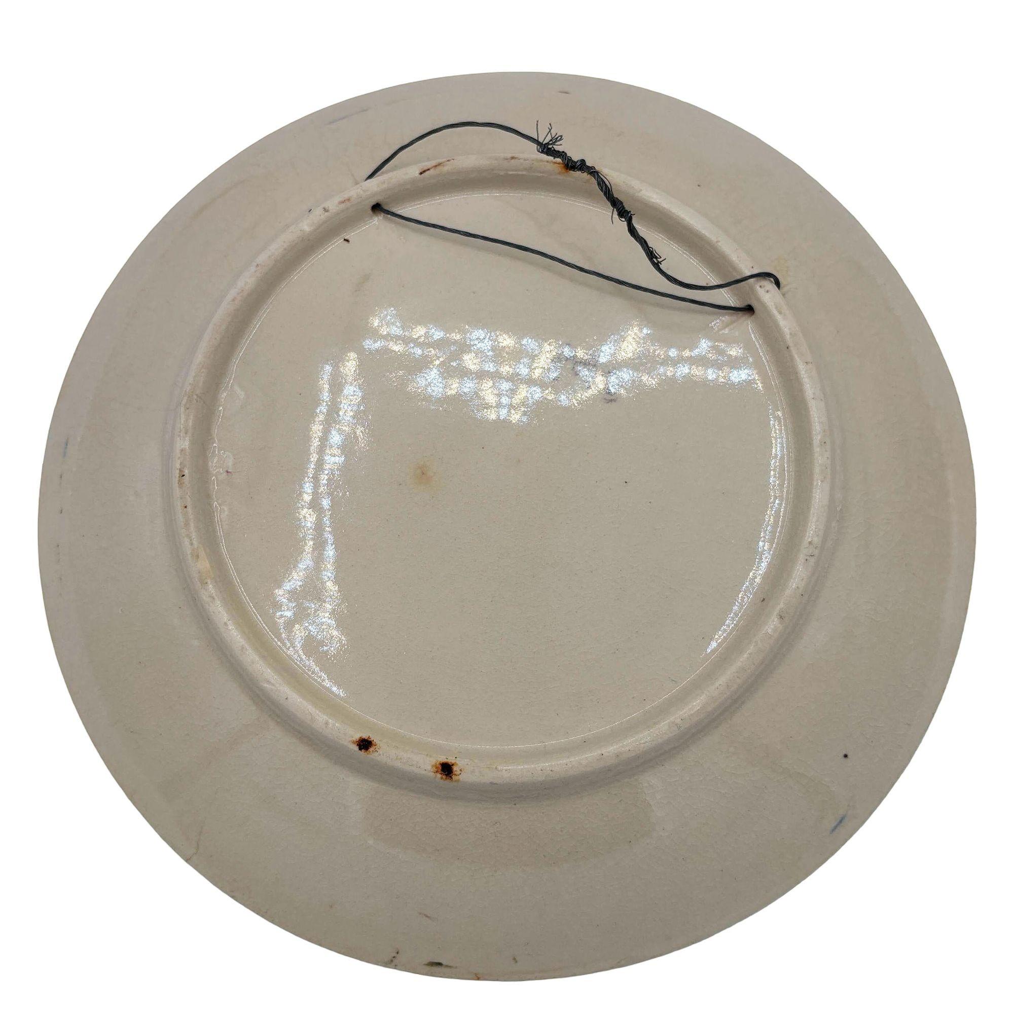 Placa de pared decorativa redonda Florida Beach Pink Flamingo de cerámica de mediados de siglo en Excelente estado para la venta en Van Nuys, CA